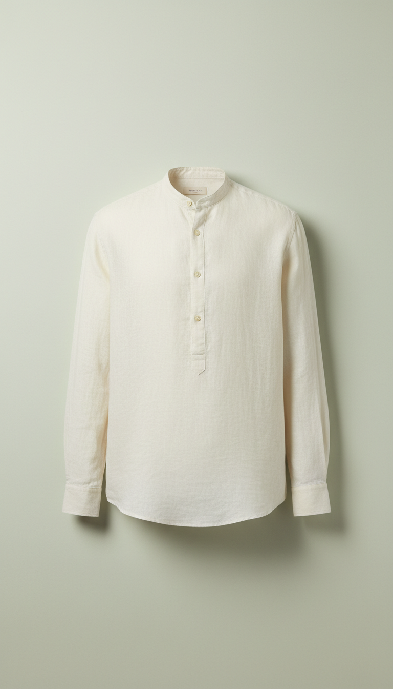 Ivory Linen Grandad Shirt