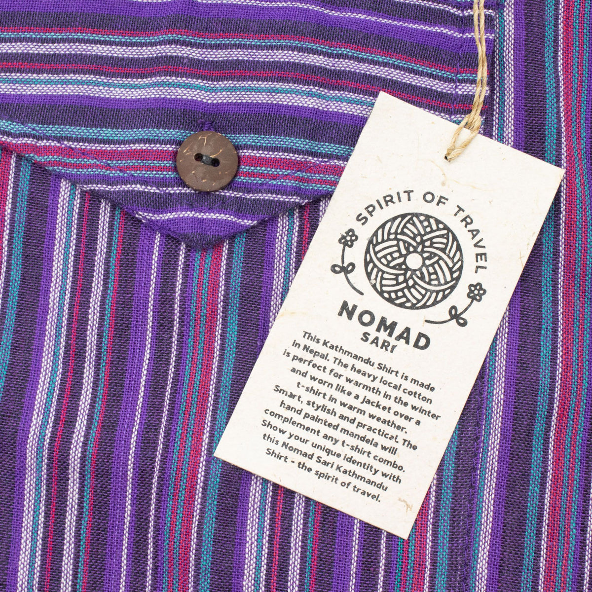 Nomad Sari Grandad Shirt - Black Purple - Medium