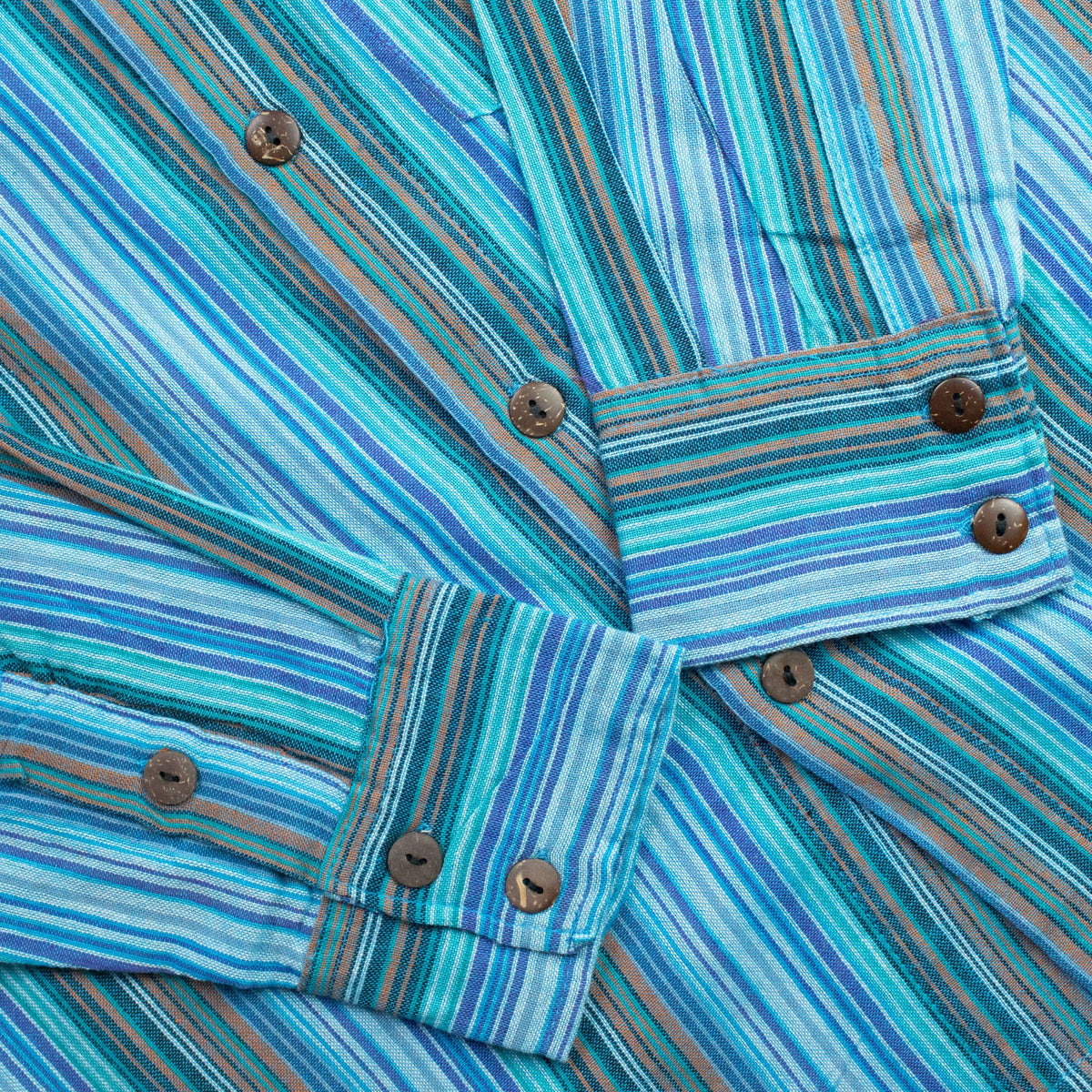 Nomad Sari Grandad Shirt - Turquoise - Large