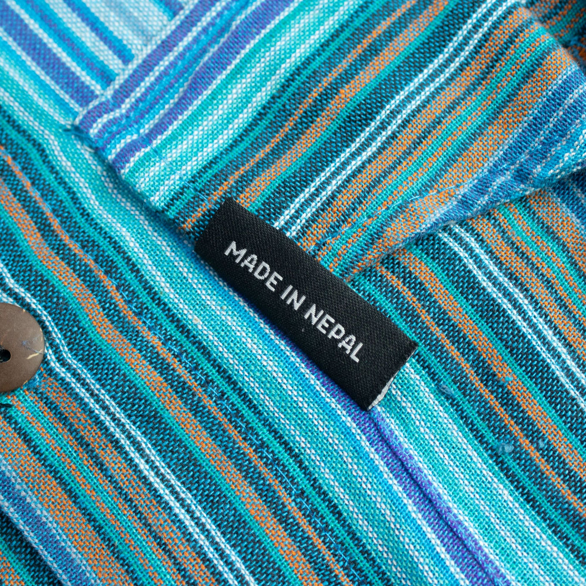 Nomad Sari Grandad Shirt - Turquoise - Large