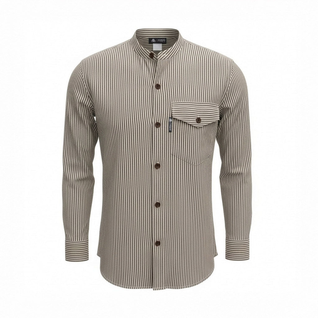 Nomad Sari Grandad Shirt - Grey Stone - Medium