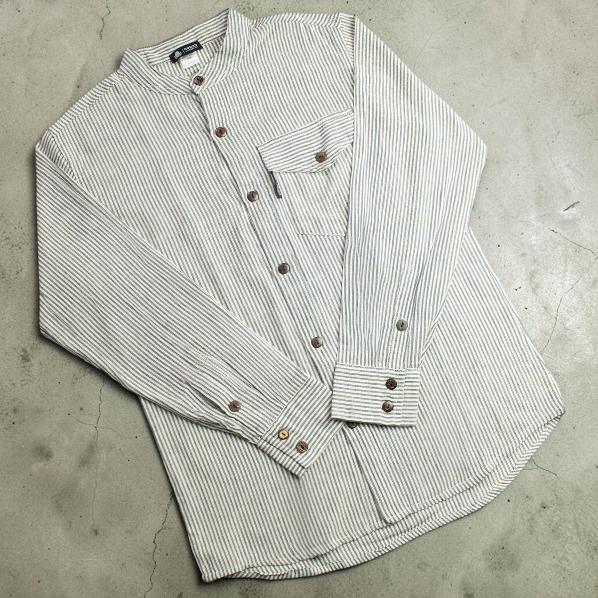 Nomad Sari Grandad Shirt - Grey Stone - Medium