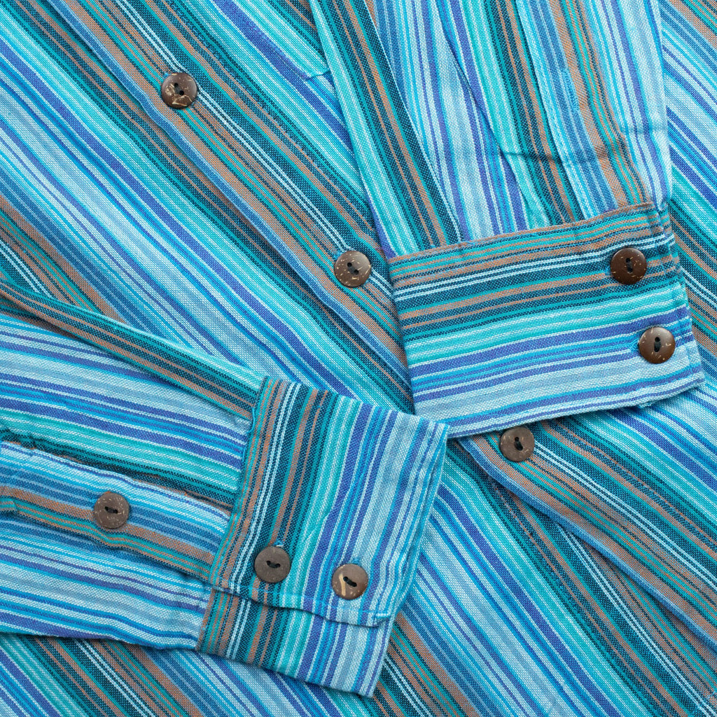 Nomad Sari Grandad Shirt - Turquoise - Medium