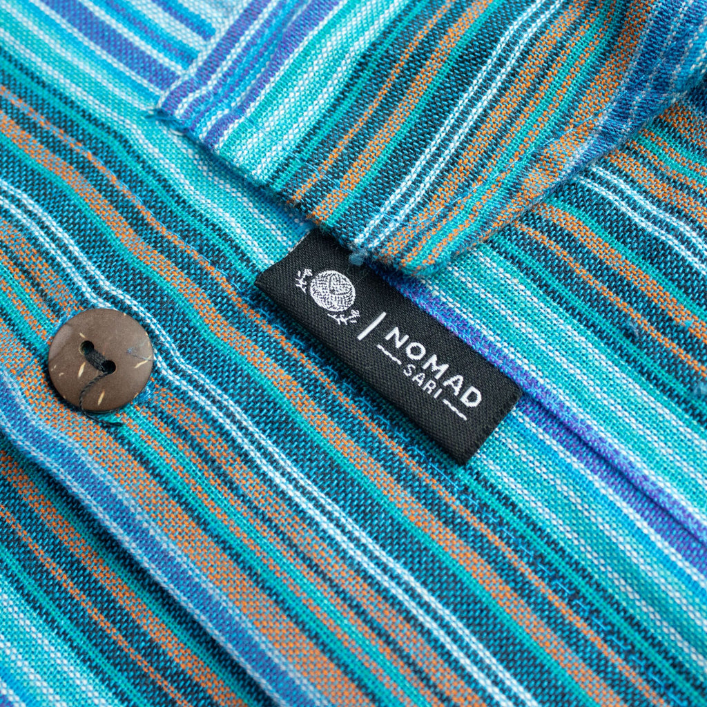 Nomad Sari Grandad Shirt - Turquoise - Medium