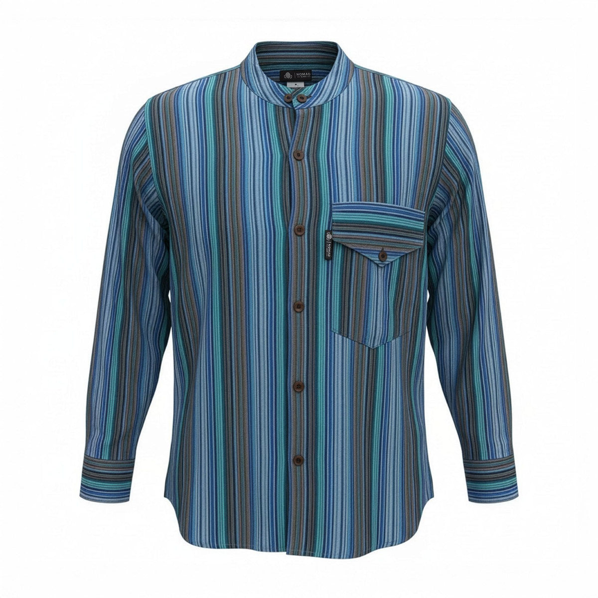 Nomad Sari Grandad Shirt - Turquoise - Large