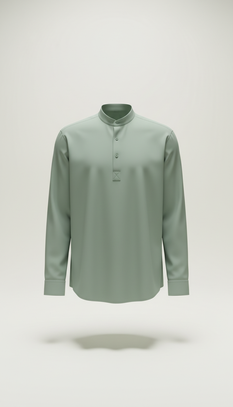 Sage Green Relaxed Grandad Shirt